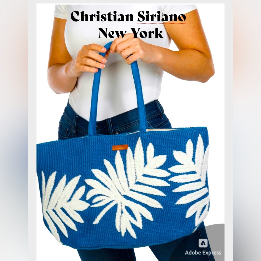 ☀️☀️Christian Siriano‎ Blue and White Tropical Tote-NWT☀️☀️